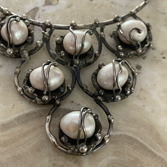 Brutalist studio jeweler statement necklace - Picture 3 of 9